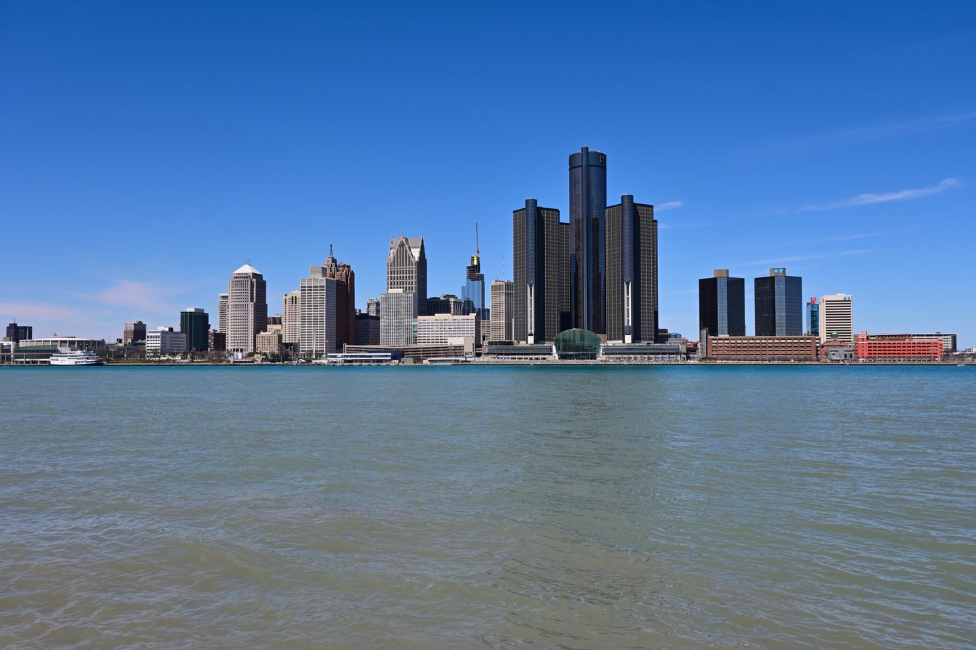 The Detroit skyline across the river