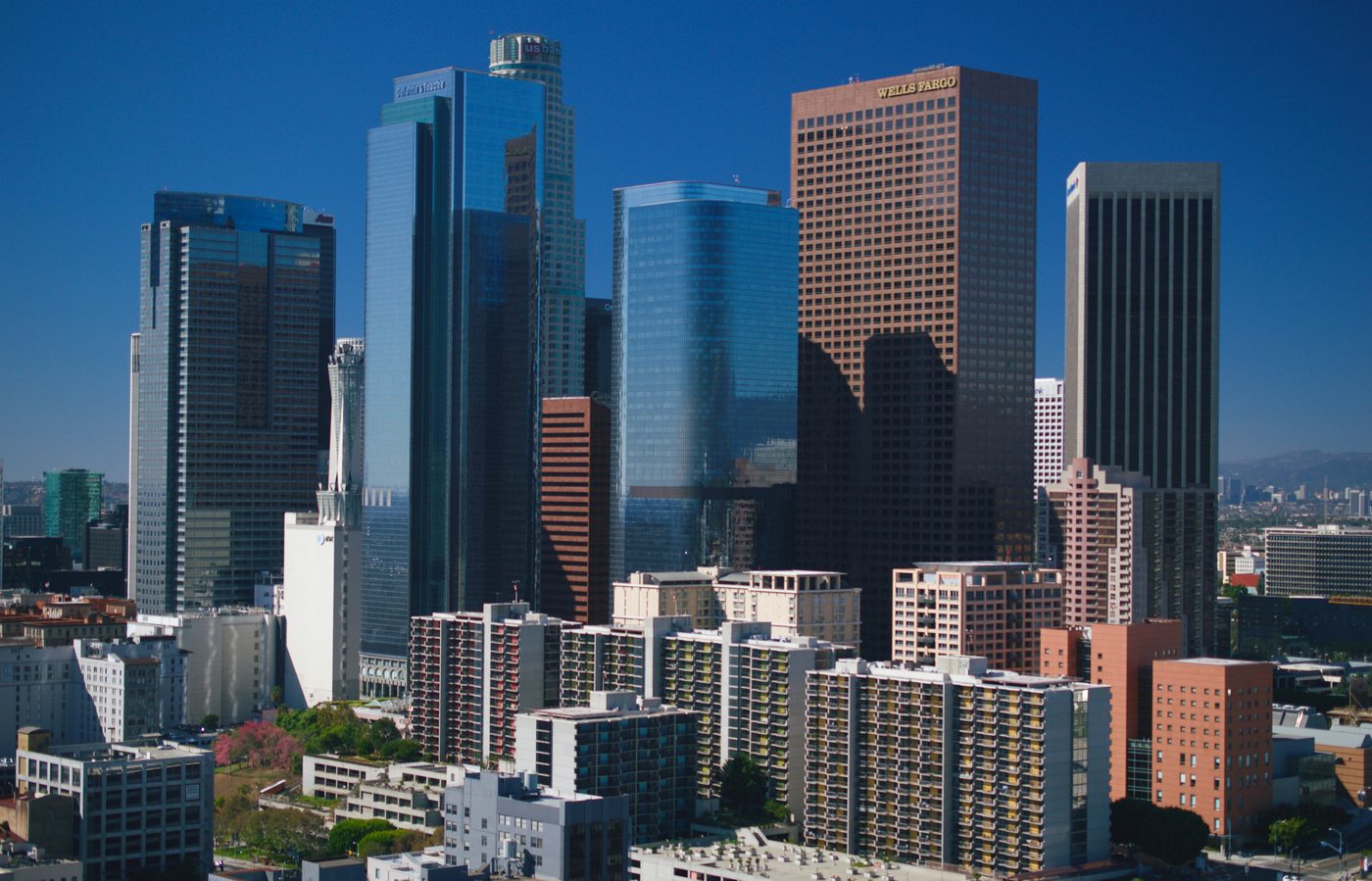 The downtown Los Angeles skyline