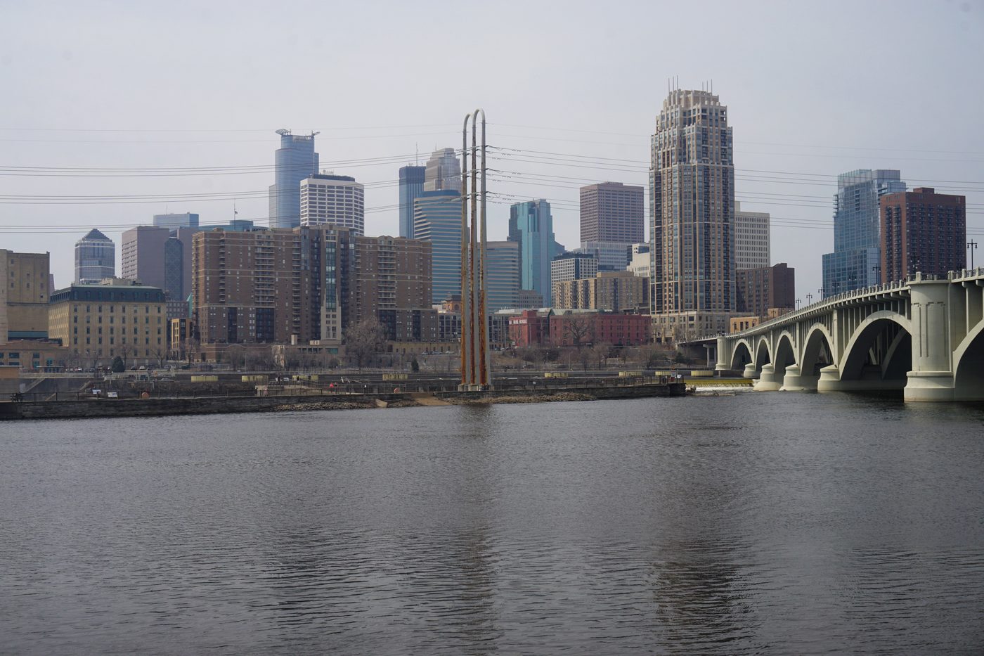 The Minneapolis skyline above the Mississippi River