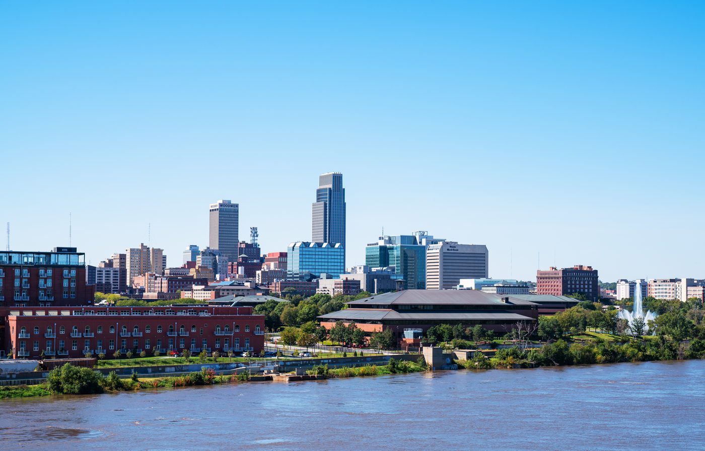 The Omaha skyline on the Missouri River