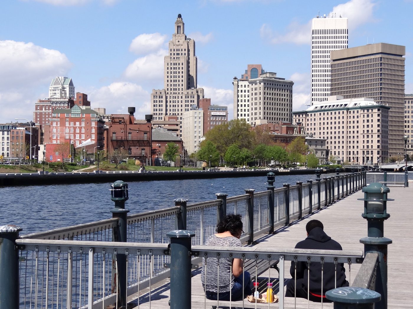The downtown Providence skyline from the River Walk