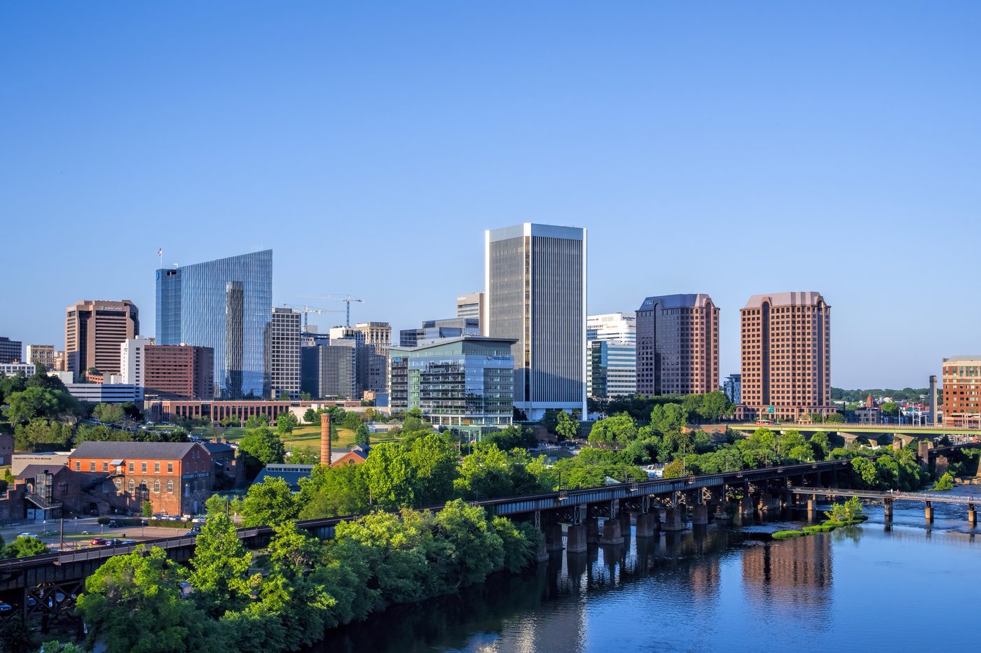 The downtown Richmond skyline above the James River
